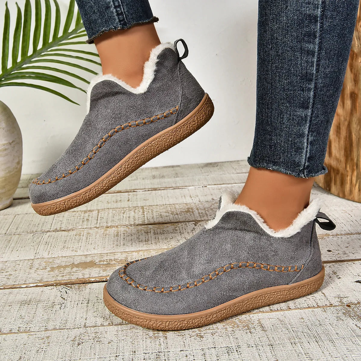 Fur Lined Slipper Boots