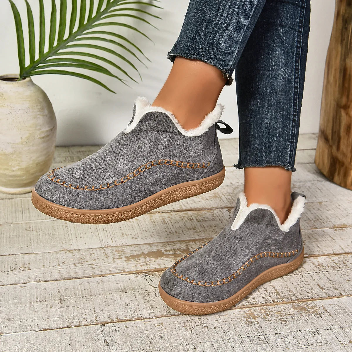Fur Lined Slipper Boots