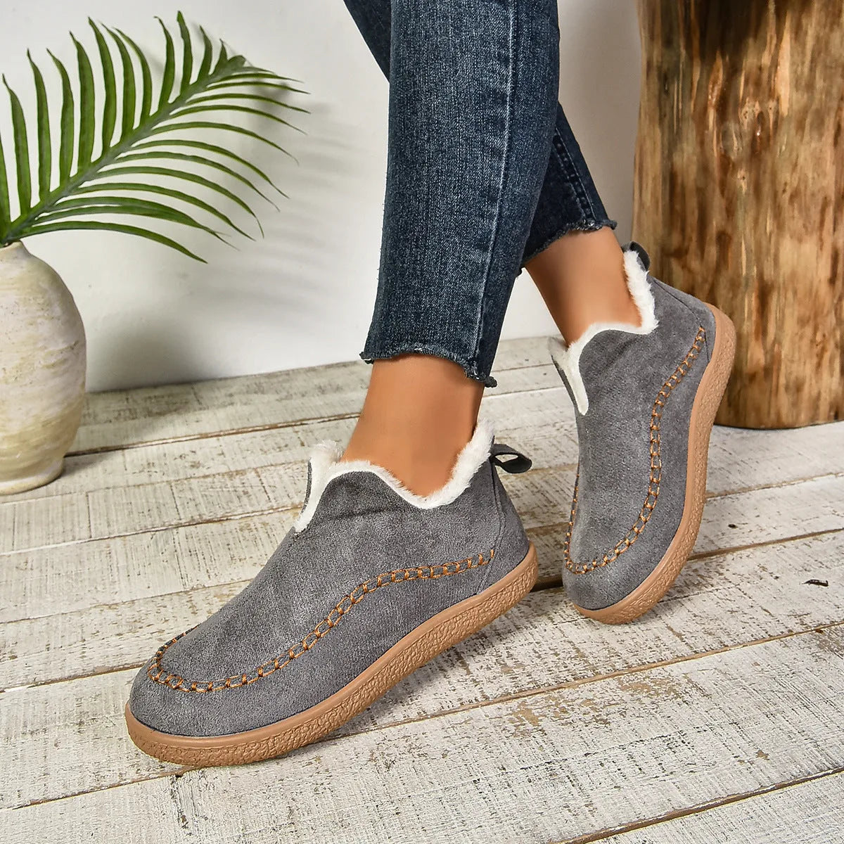 Fur Lined Slipper Boots