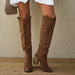 Women's orthopedic suede knee high boots in brown